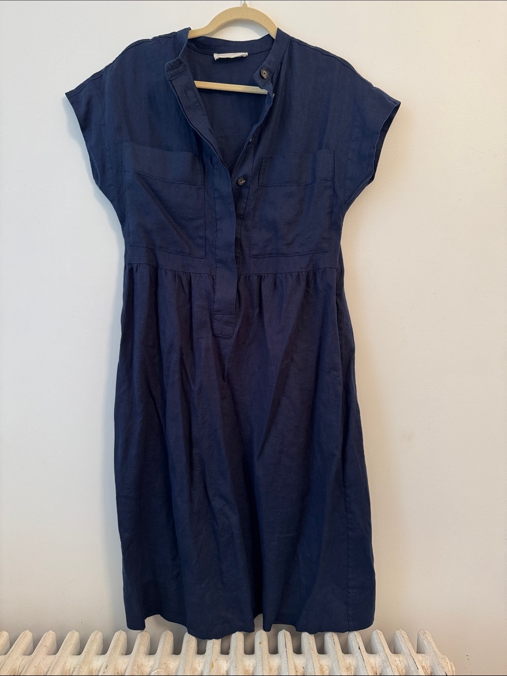 Everlane craft dress linen navy